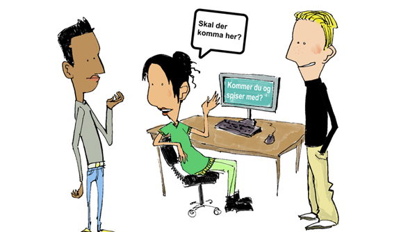 Tegning der henviser til artiklen med tekst Skal der komma her